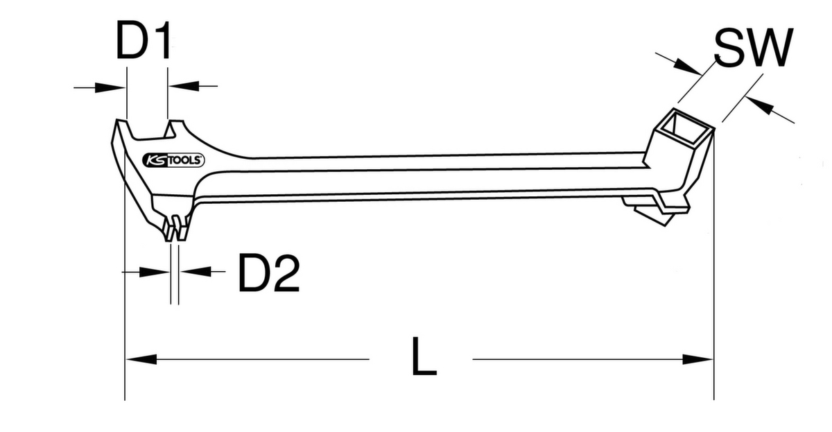 BRONZEplus universele vatenkantsleutel 380 mm  ZOOM