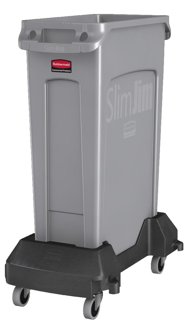 Rubbermaid Transportwagen SlimJim voor afvalverzamelaar, voor 60 - 87 l bak, polyethyleen zwart  ZOOM